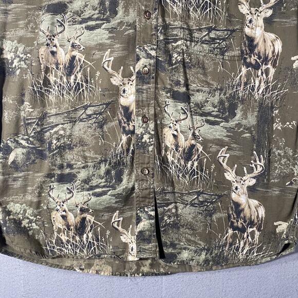 Bit & Bridle Deer Hunting Button Down Short Sleeve Shirt Mens Medium - Picture 3 of 7